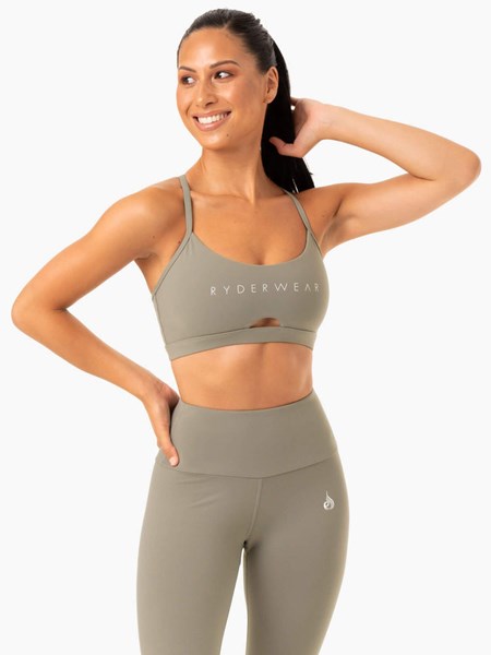 Ryderwear Staples Sports Bra Khaki | FWD-940736